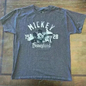 Disney Parks Mickey Mouse T-Shirt Men’s Size Medium Gray Distressed Graphic Logo